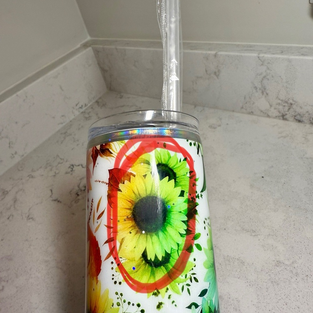 NEW-Handmade Epoxy 20oz Tumbler Bright Rainbow Daisys - Picture 7 of 7